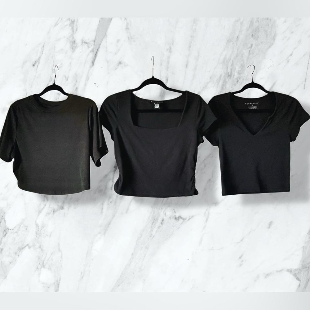 Black Crop Top Bundle – 3 Styles (Size Large)